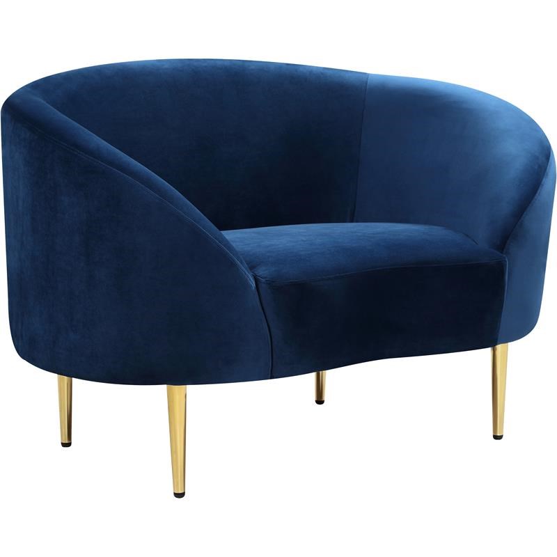 Meridian Furniture Ritz Velvet Accent Chair in Navy and Gold