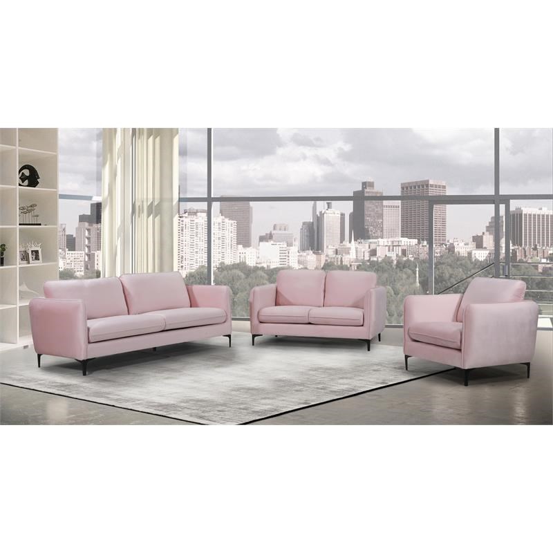Meridian Furniture Poppy Velvet Accent Chair in Pink