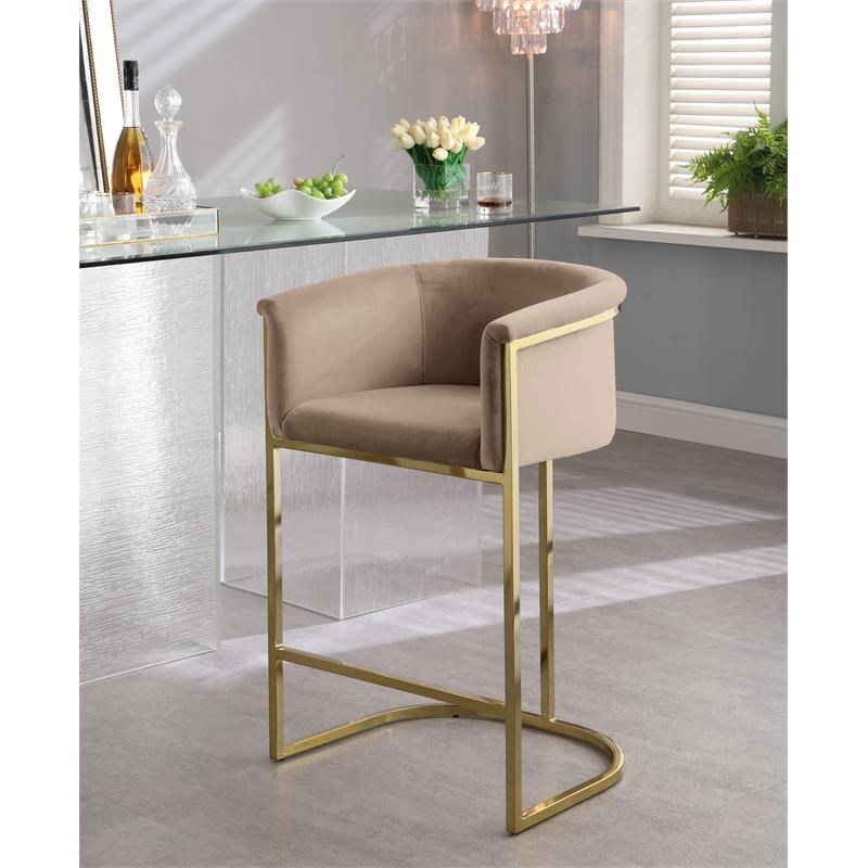 meridian furniture donatella 27&quot;h velvet counter stool in beige