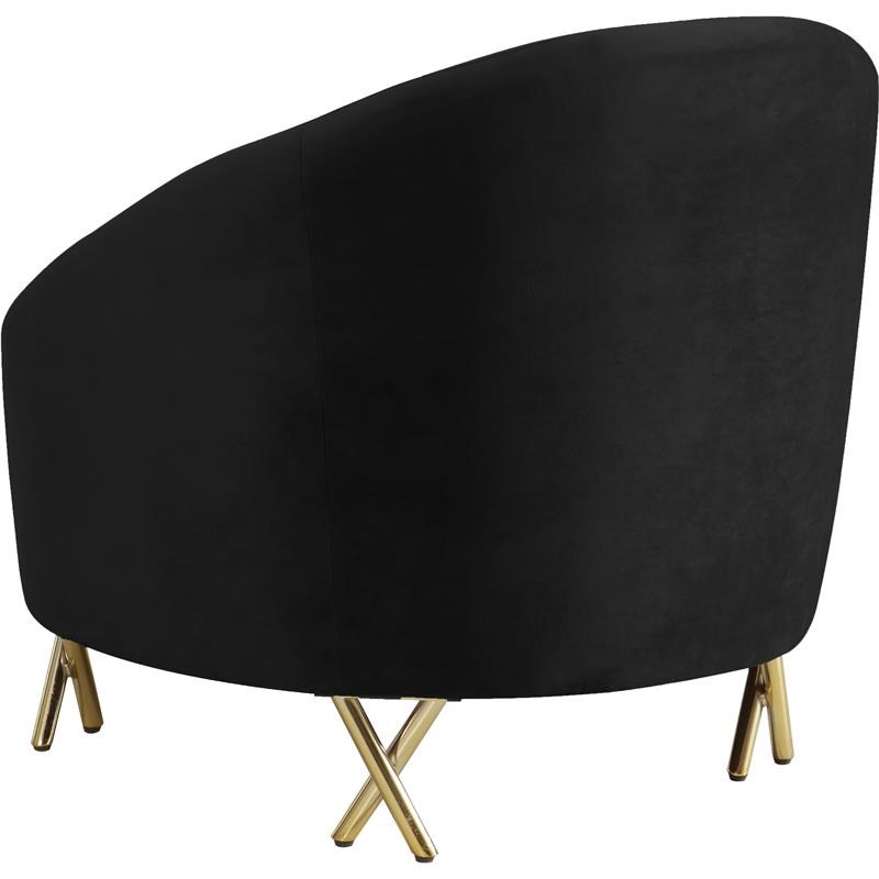 Meridian Furniture Serpentine Velvet Accent Chair in Black and Gold