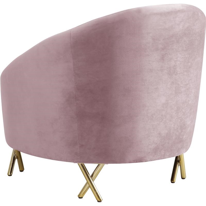 Meridian Furniture Serpentine Velvet Accent Chair in Pink and Gold