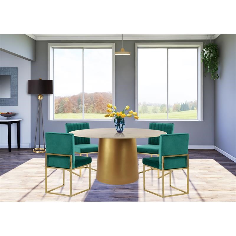 Meridian Furniture Sorrento Contemporary Marble Dining Table in Gold