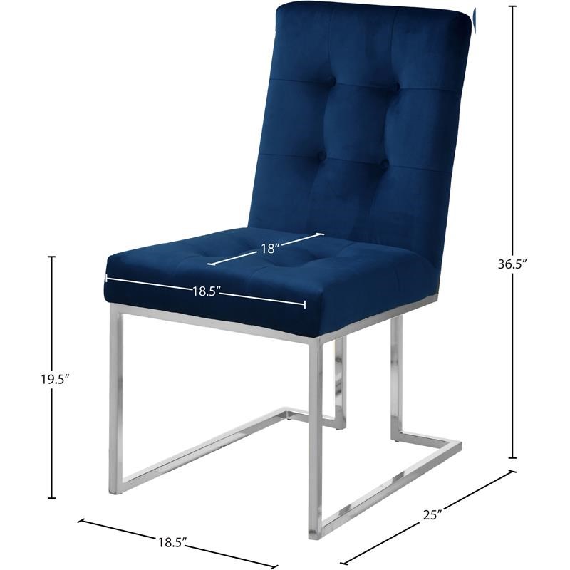 Meridian Furniture Alexis Velvet Dining Chair in Navy (Set of 2)