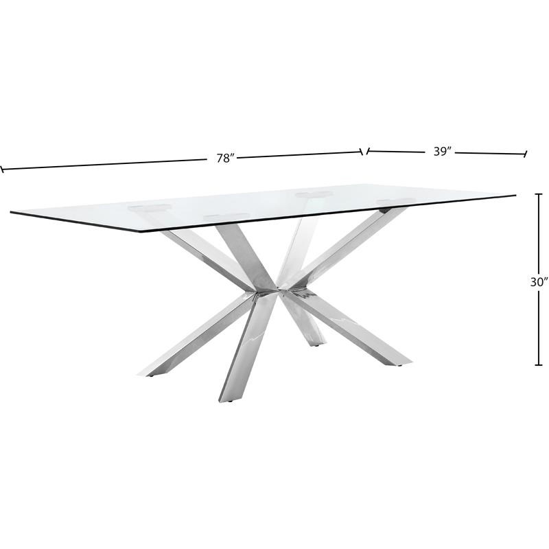 Meridian Furniture Juno Contemporary Glass Dining Table in Chrome