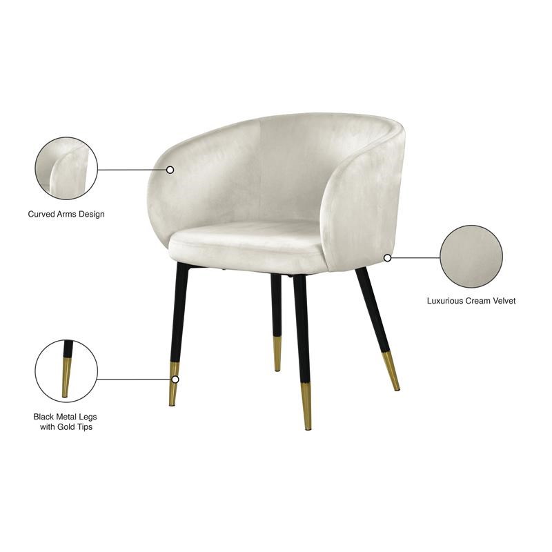 Meridian Furniture Louise Velvet Dining Chair in Cream
