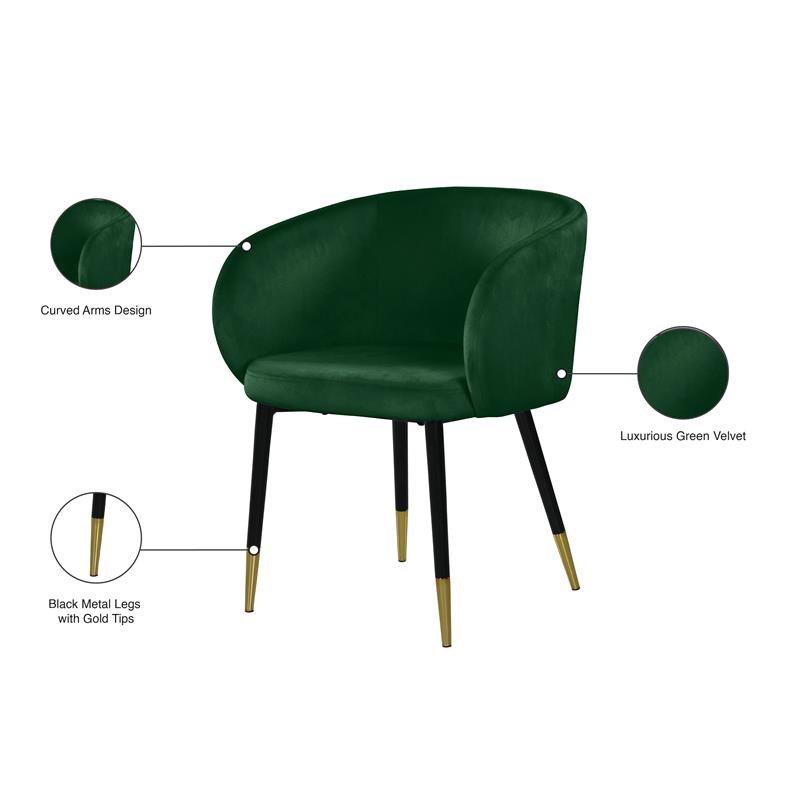 Meridian Furniture Louise Velvet Dining Chair in Green