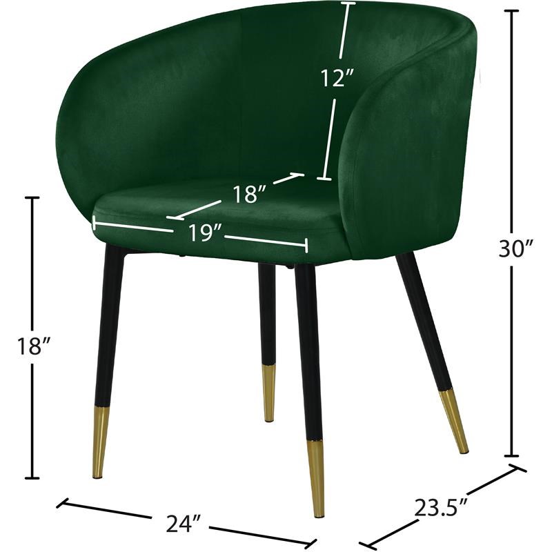 Meridian Furniture Louise Velvet Dining Chair in Green