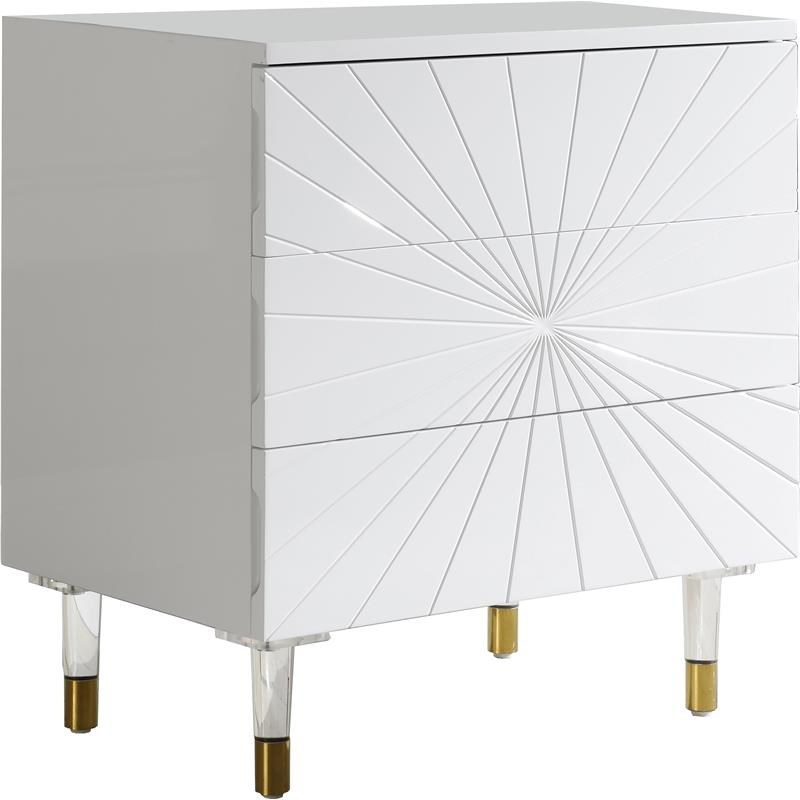 Meridian Furniture Starburst Accent Table in White Lacquer/Acrylic