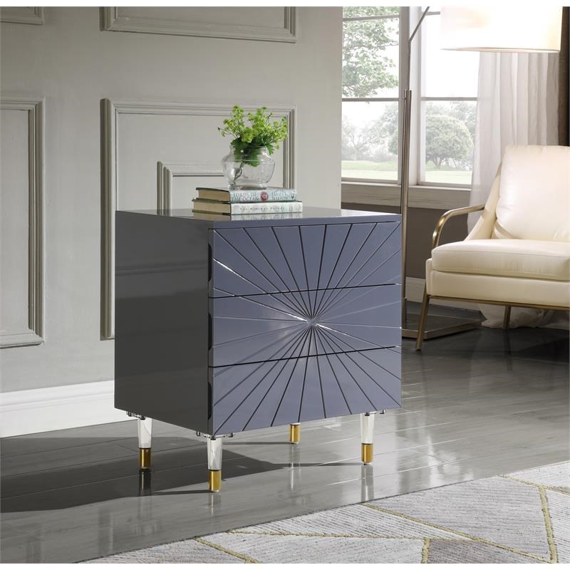 Meridian Furniture Starburst Accent Table in Gray Lacquer/Acrylic