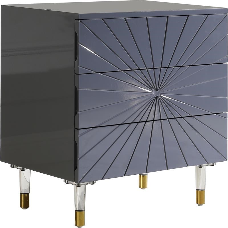 Meridian Furniture Starburst Accent Table in Gray Lacquer/Acrylic