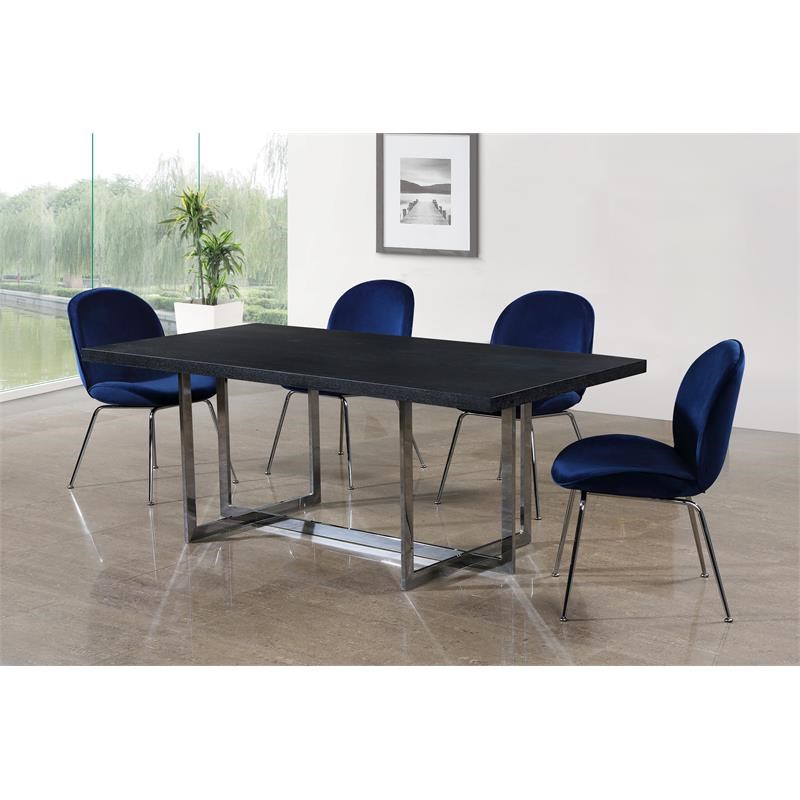 Meridian Furniture Elle Contemporary Wood Dining Table in Chrome