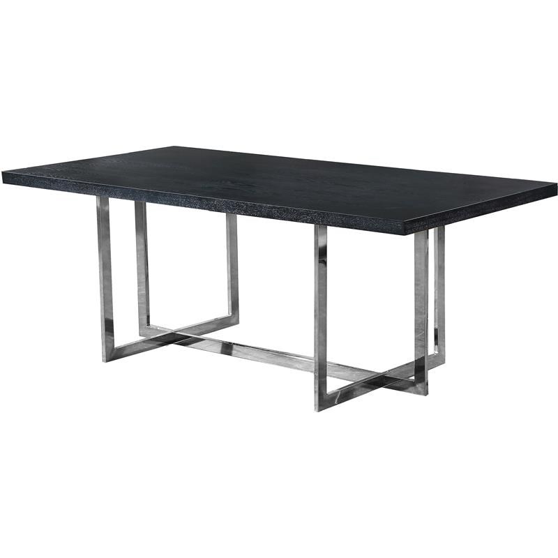 Meridian Furniture Elle Contemporary Wood Dining Table in Chrome