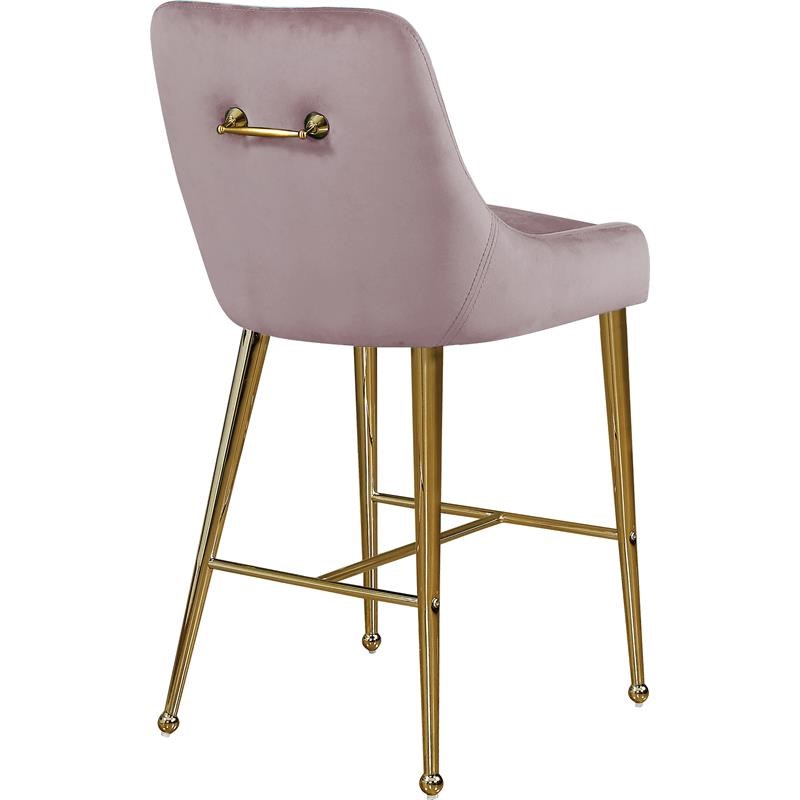 Meridian Furniture Owen 28"H Velvet Bar Stool in Pink (Set of 2