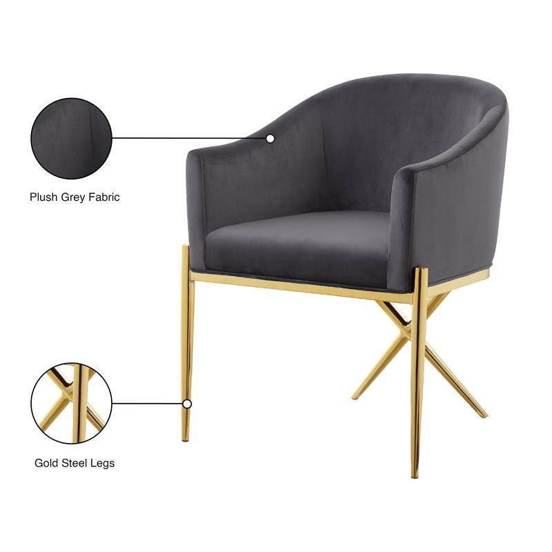 Meridian Furniture Xavier Grey Velvet Dining Chair Homesquare