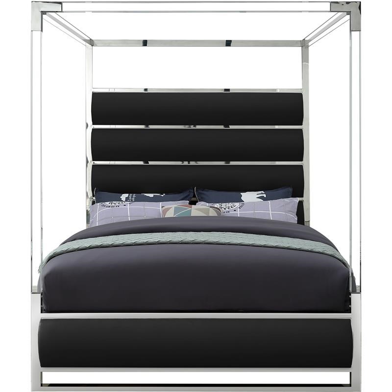 Meridian Furniture Encore Solid Wood and Faux Leather King Bed in Black