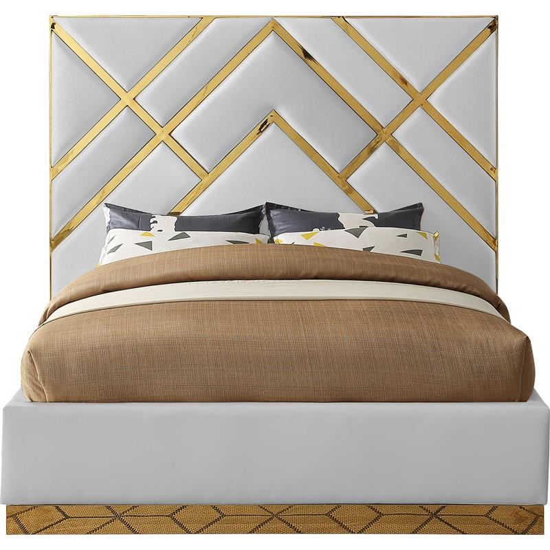 Meridian Furniture Vector  White Faux Leather King Bed