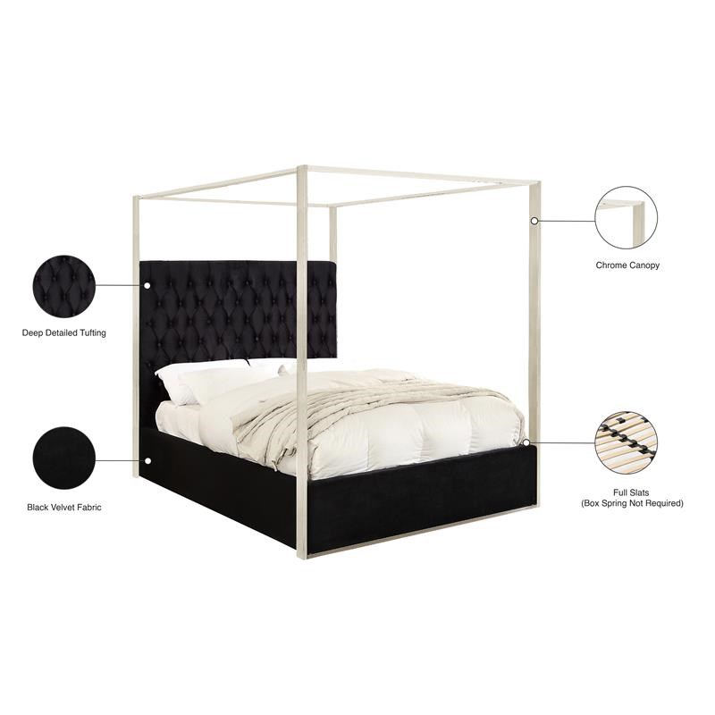 Meridian Furniture Porter Tufted Velvet Queen Bed in Black