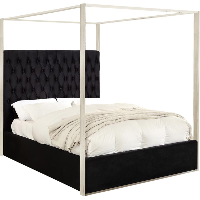 Meridian Furniture Porter Tufted Velvet Queen Bed in Black