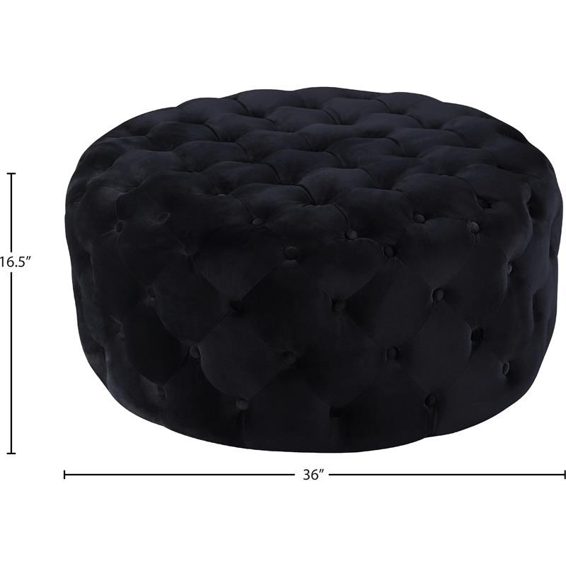 Meridian Furniture Addison Button Tufted Black Velvet Ottoman and Bench