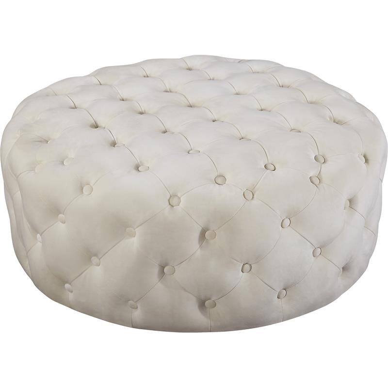 Meridian Furniture Addison Button Tufted Cream Velvet Ottoman and Bench