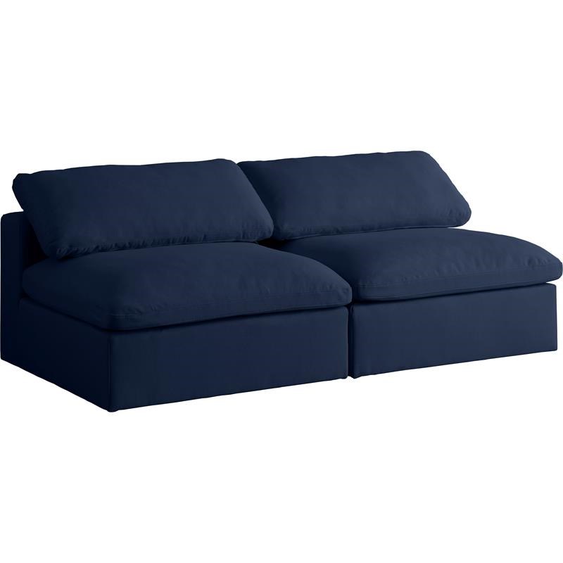 Meridian Furniture Serene Deluxe Navy Linen Fabric Modular Armless Sofa