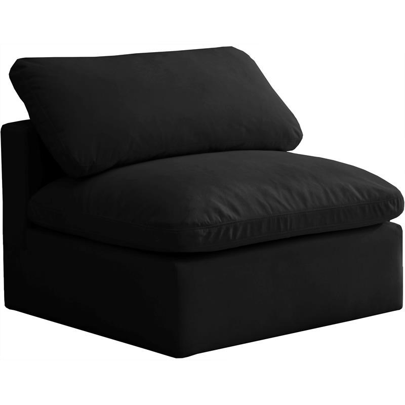Meridian Furniture Plush Standard Black Velvet Modular Armless Chair