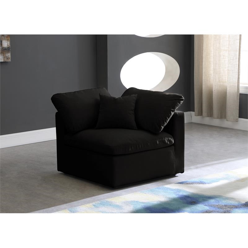 Meridian Furniture Plush Standard Black Velvet Modular Corner Chair