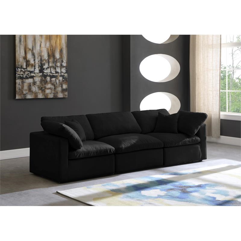 Meridian Furniture Plush Standard Black Velvet Modular Sofa