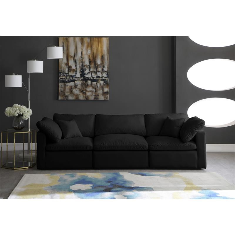 Meridian Furniture Plush Standard Black Velvet Modular Sofa