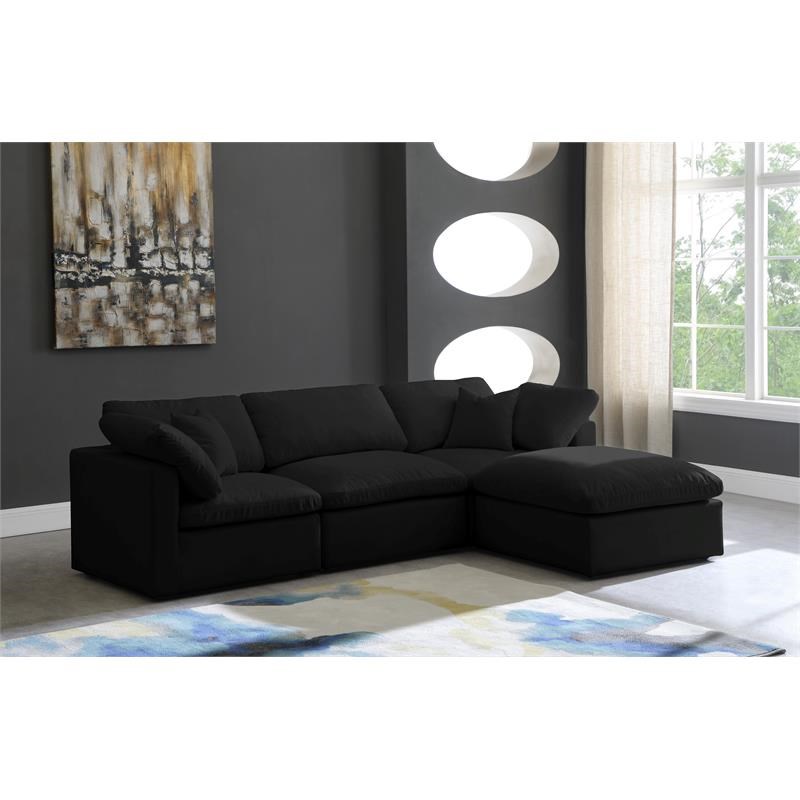 Meridian Furniture Plush Standard Black Velvet Modular Sectional