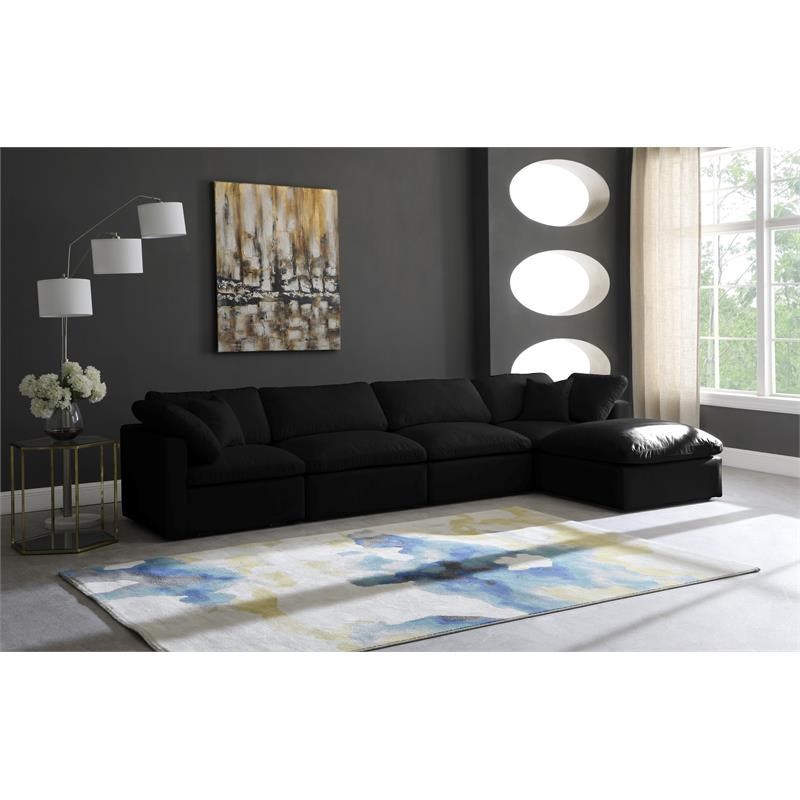 Meridian Furniture Plush Standard Black Velvet Modular Sectional