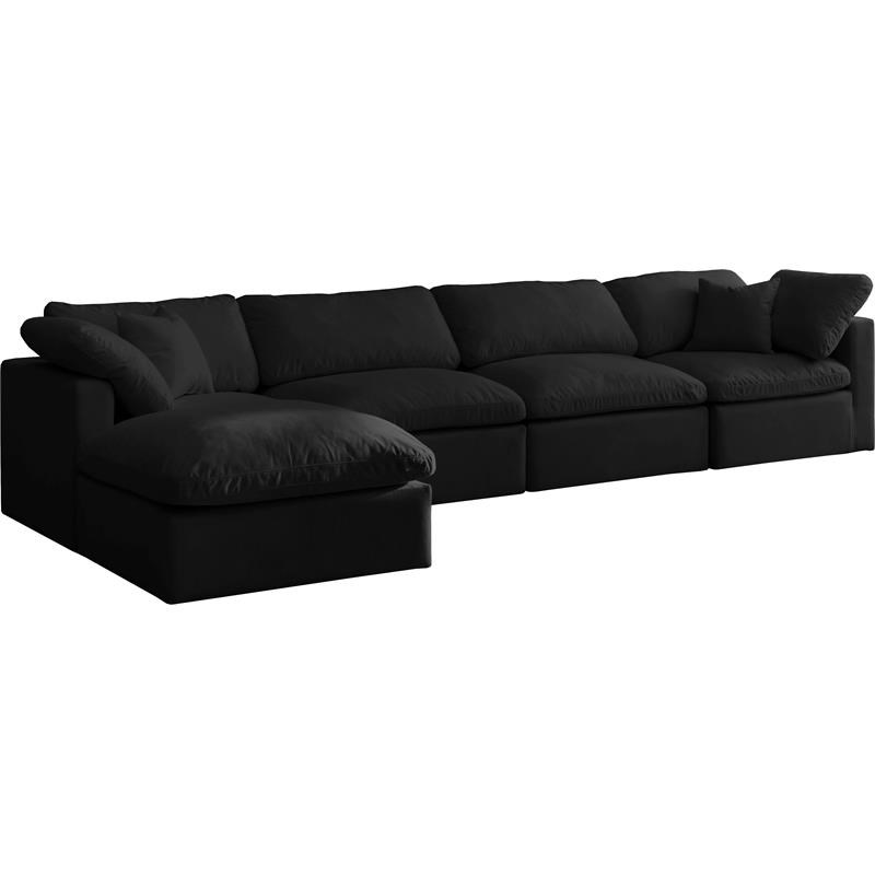 Meridian Furniture Plush Standard Black Velvet Modular Sectional