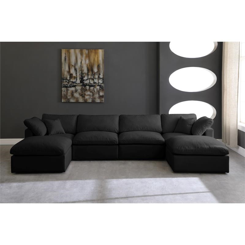 Meridian Furniture Plush Standard Black Velvet Modular Sectional