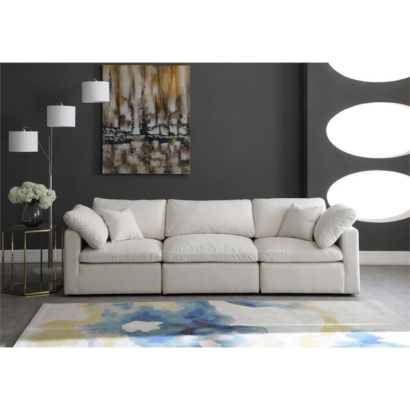 Meridian Furniture Plush Standard Cream Velvet Modular Sofa