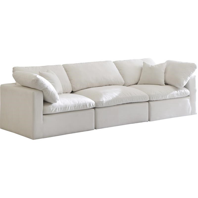Meridian Furniture Plush Standard Cream Velvet Modular Sofa