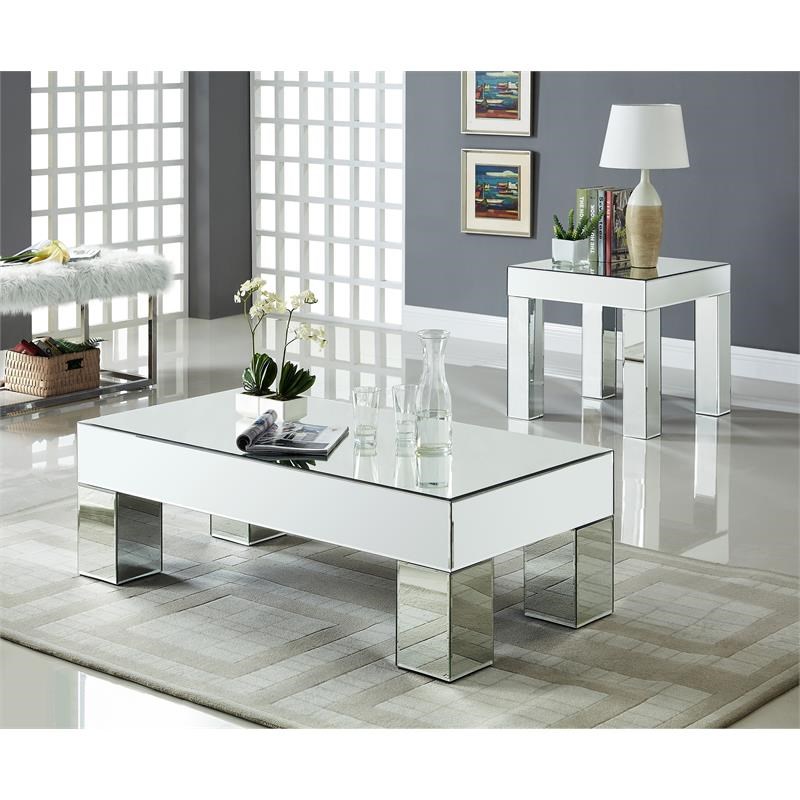 meridian furniture lainy mirrored coffee table - 249-c