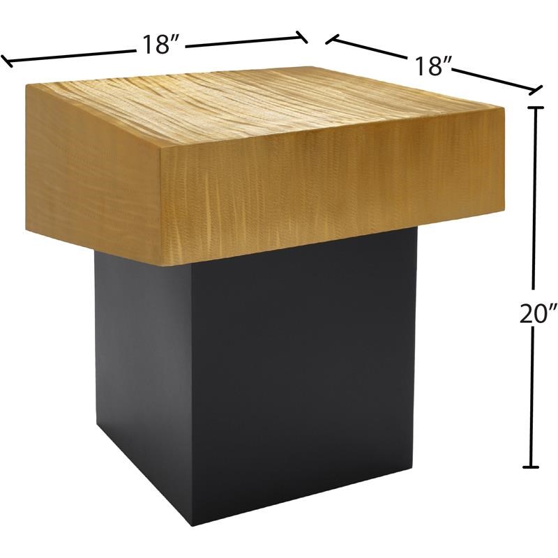 Meridian Furniture Palladium Textured Metal End Table in Gold