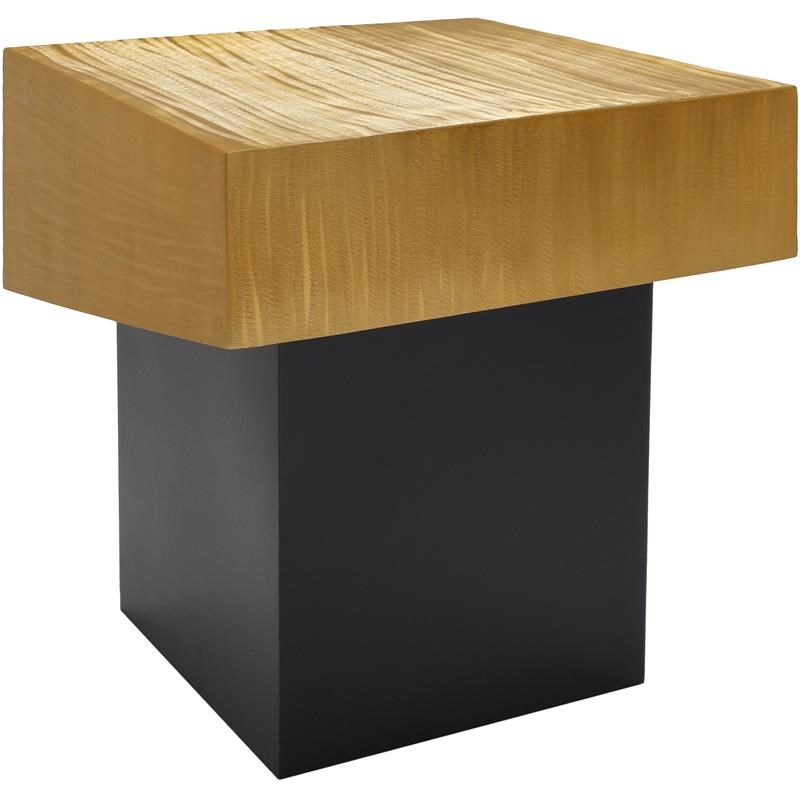 Meridian Furniture Palladium Textured Metal End Table in Gold