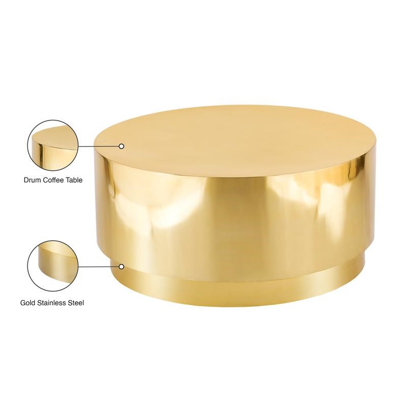 Meridian Furniture Jazzy Gold Stainless Steel Drum Coffee Table