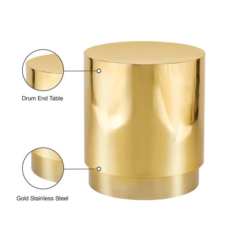Meridian Furniture Jazzy Gold Stainless Steel Drum End Table