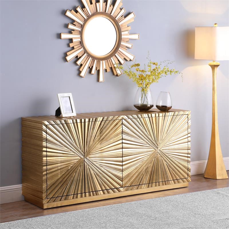 Meridian Furniture Golda Gold Leaf Sideboard and Buffet