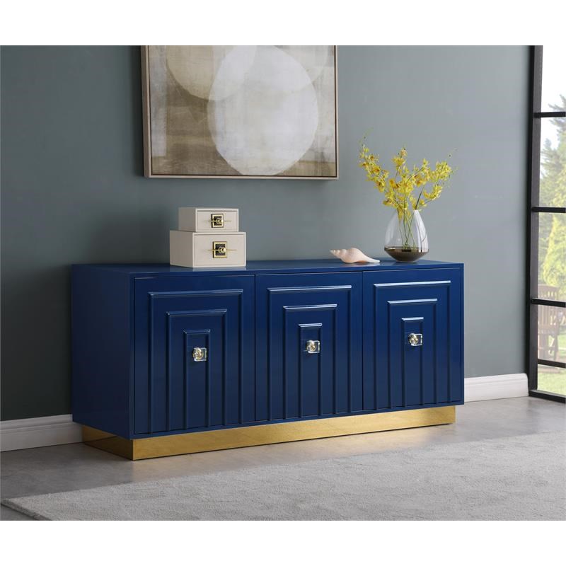 Meridian Furniture Cosmopolitan Blue Lacquer Sideboard and Buffet with ...