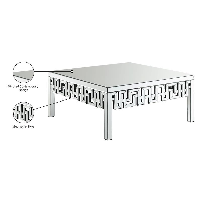 Meridian Furniture Aria Mirrored Geometric Designed Coffee Table