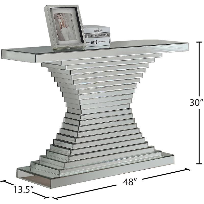 Meridian Furniture Nexus Mirrored Geometric Designed Console Table