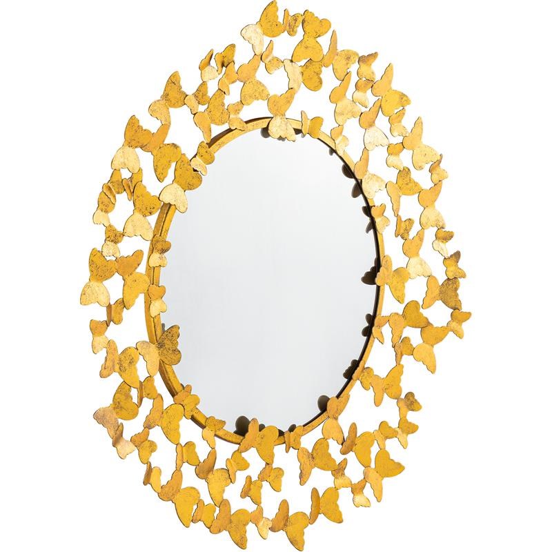 Meridian Furniture Butterfly Gold Foil Round Mirror