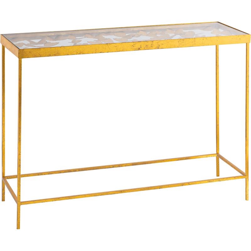 Meridian Furniture Butterfly Gold Foil Glass Top Console Table