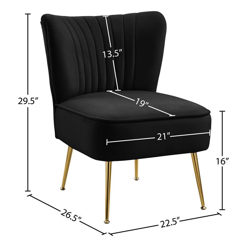 Meridian Furniture Tess Black Velvet Accent Chair with Gold Legs