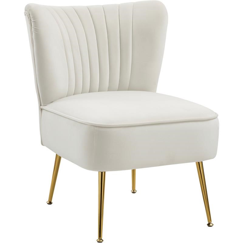 Meridian Furniture Tess Cream Velvet Accent Chair with Gold Legs