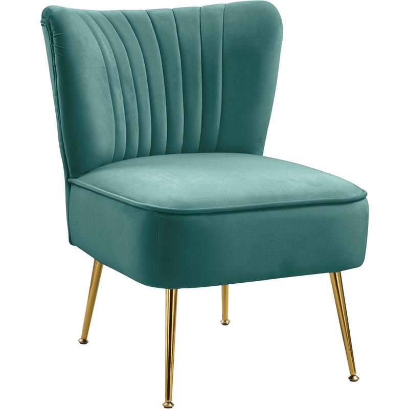 Meridian Furniture Tess Mint Velvet Accent Chair with Gold Legs