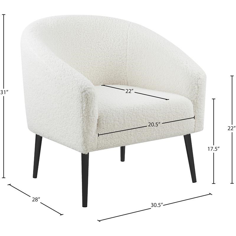 Meridian Furniture Barlow Faux Sheepskin Fur Accent Chair with Matte Black Legs